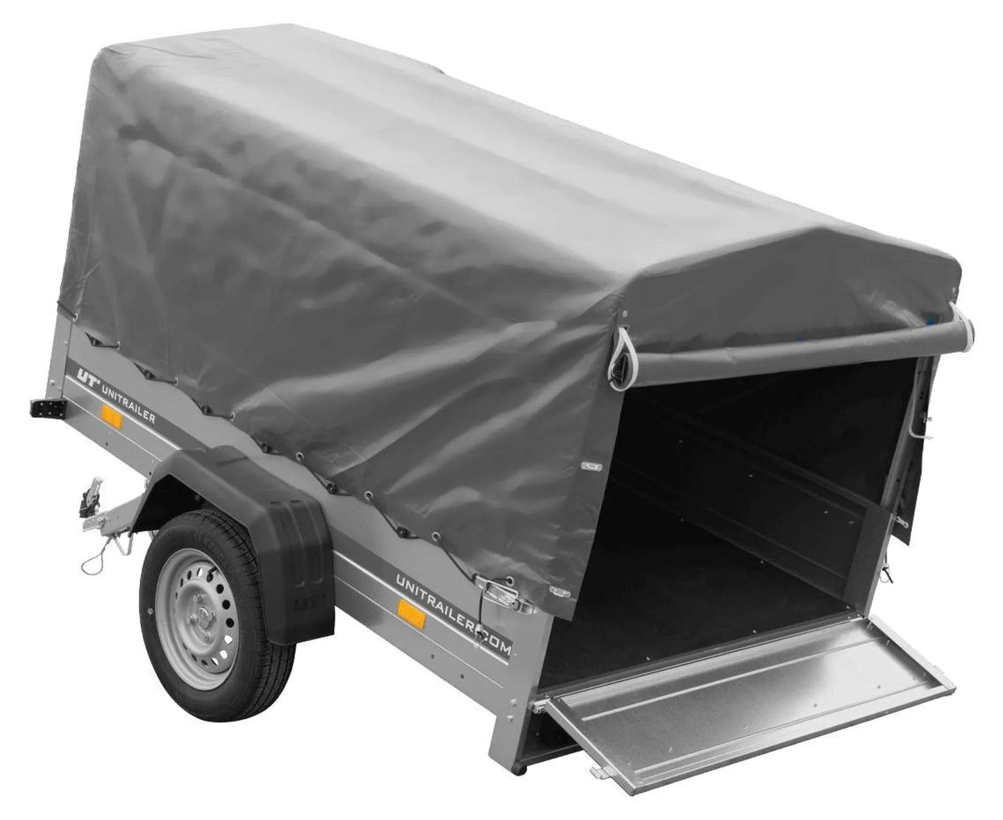 Car trailer GARDEN TRAILER 201 TIPP with support wheel, tarpaulin and high frame