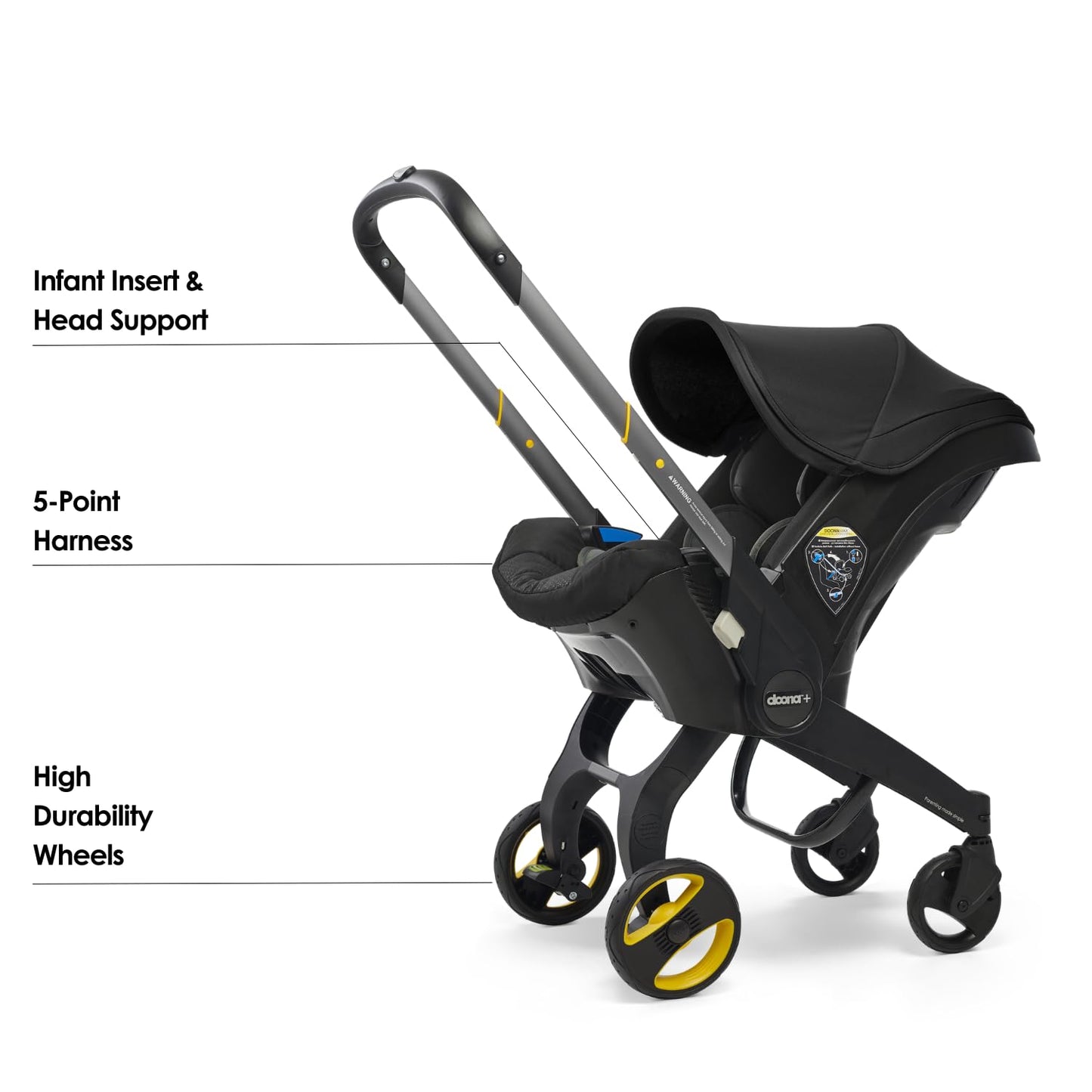 Baby Car Seat & Travel Stroller Nitro Black - Convertible 0+ Car Seat and Pram with 5 Point Safety Harness - Ergonomic Pushchair and Travel System - ISOFIX Base Sold Separately